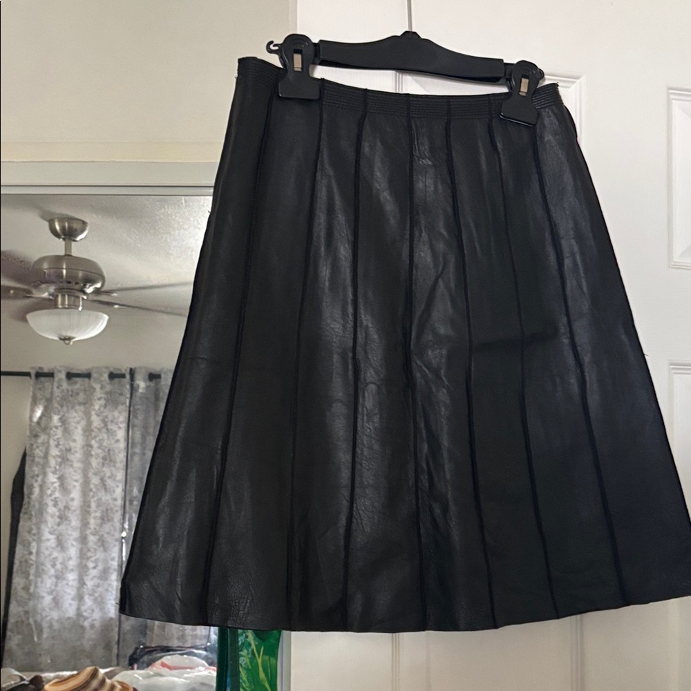 Classic Black A-Line Leather Skirt